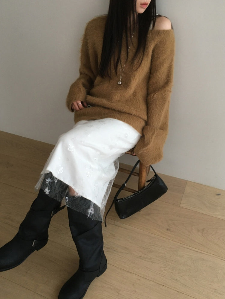 美肩毛流質感寬鬆毛衣