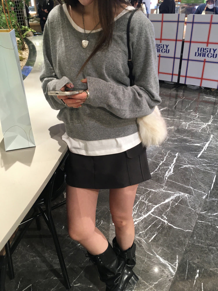 U領隨性寬鬆上衣