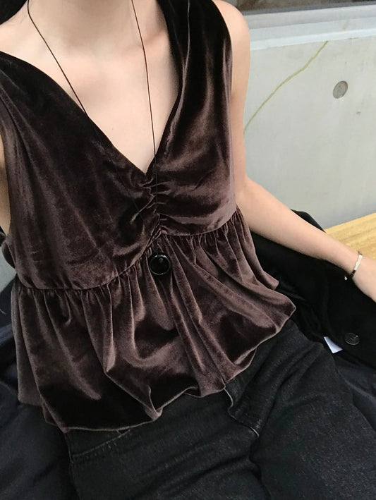 絲絨泡泡下擺背心