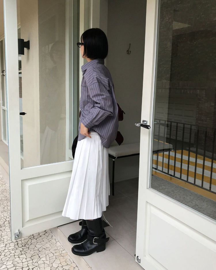 不修邊雙層細節百褶裙