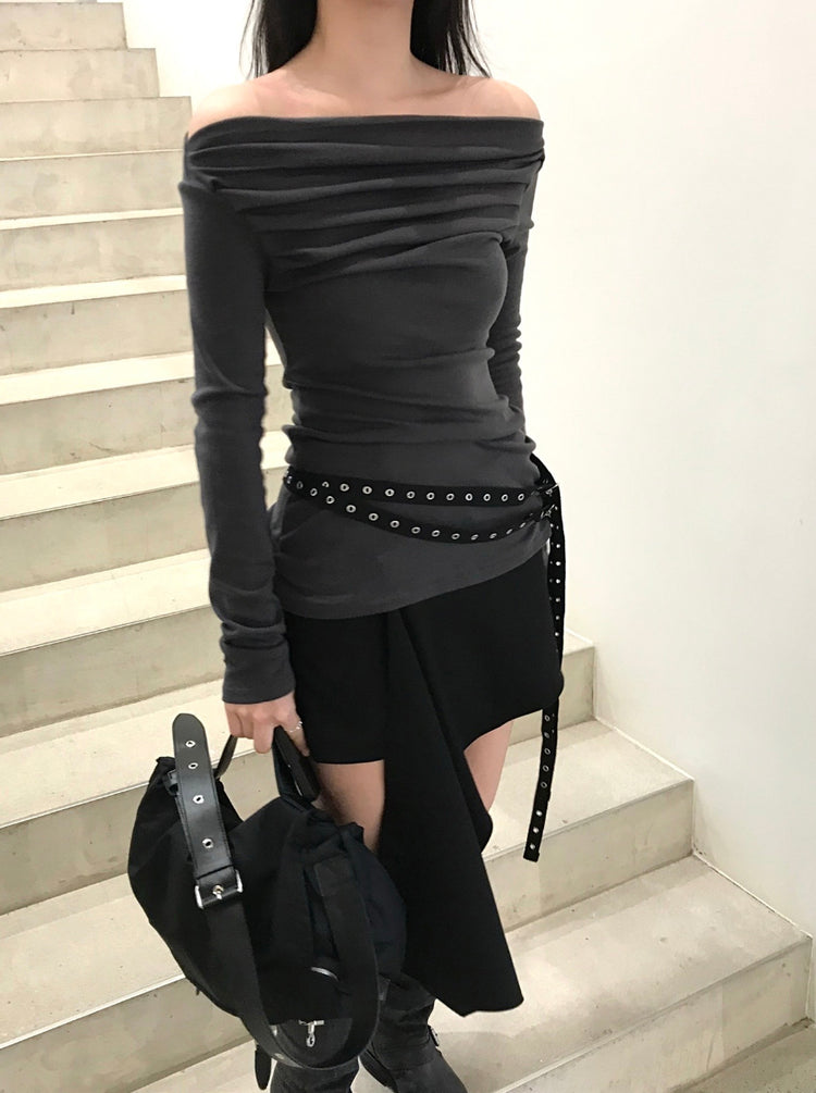 不規則下擺扣鈕短裙