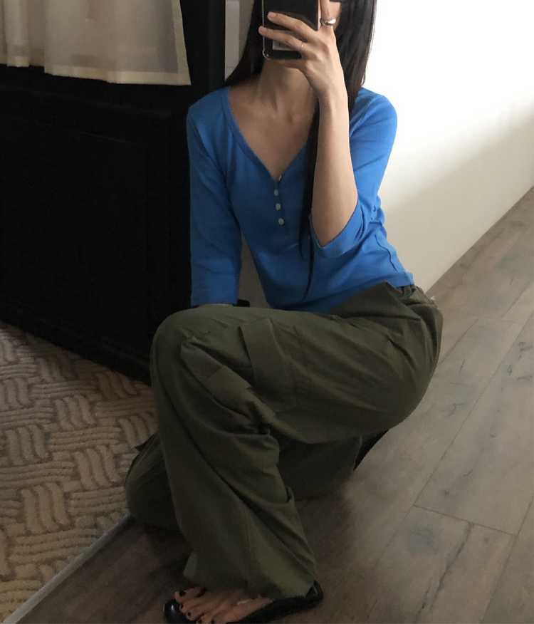 亨利V領七分袖上衣