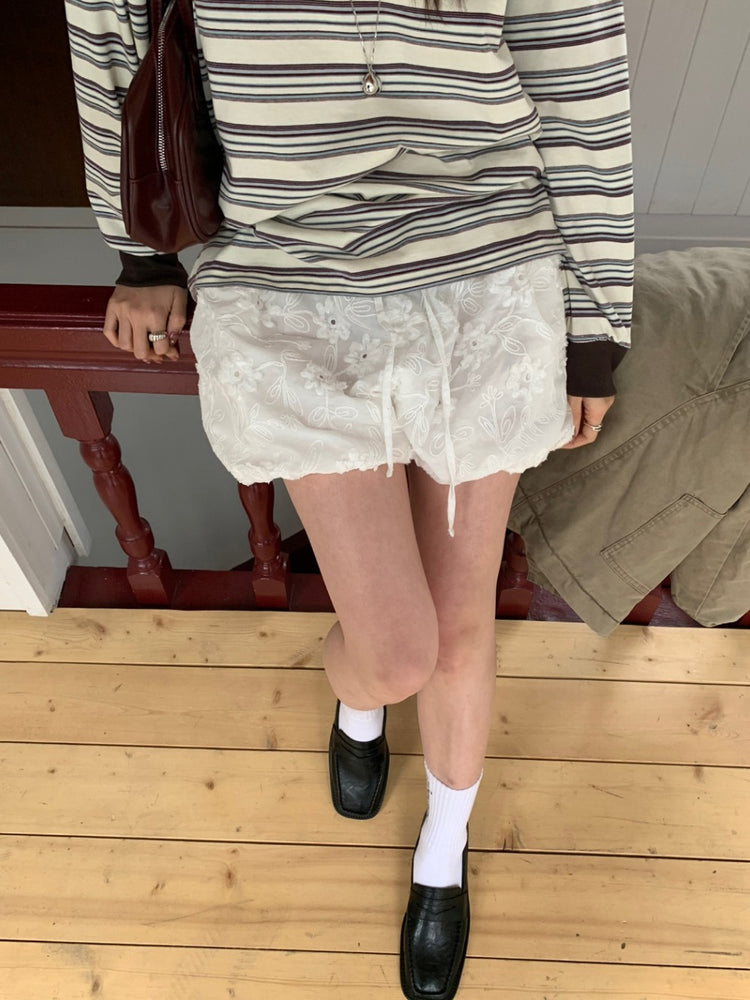 翻領條紋寬鬆上衣