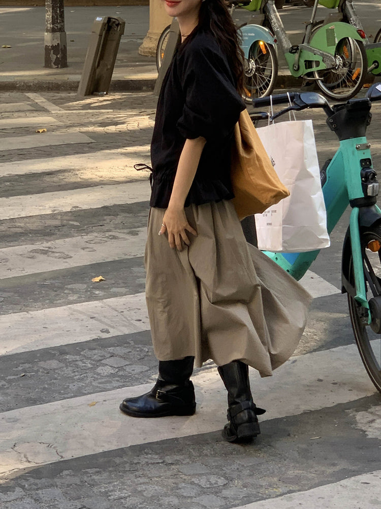 傘狀鬆緊腰百褶裙