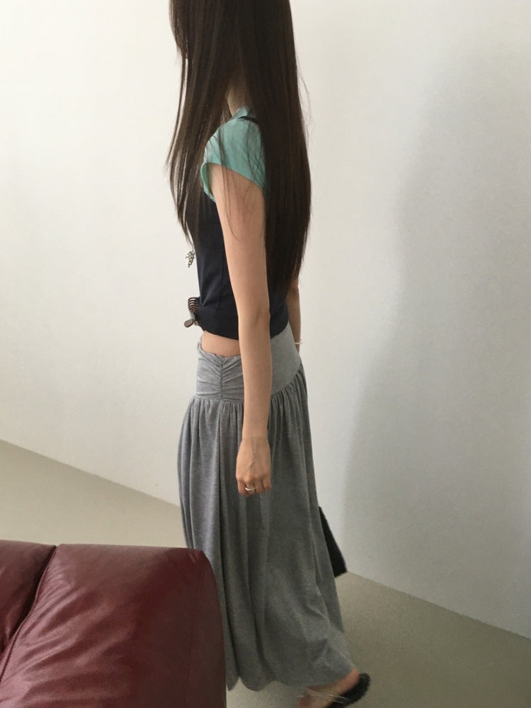 美色飛袖細節修身上衣