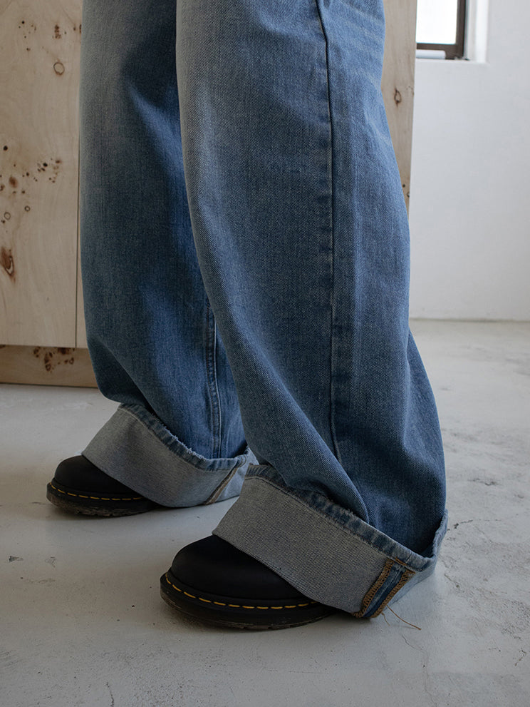 復古美色率性牛仔闊褲