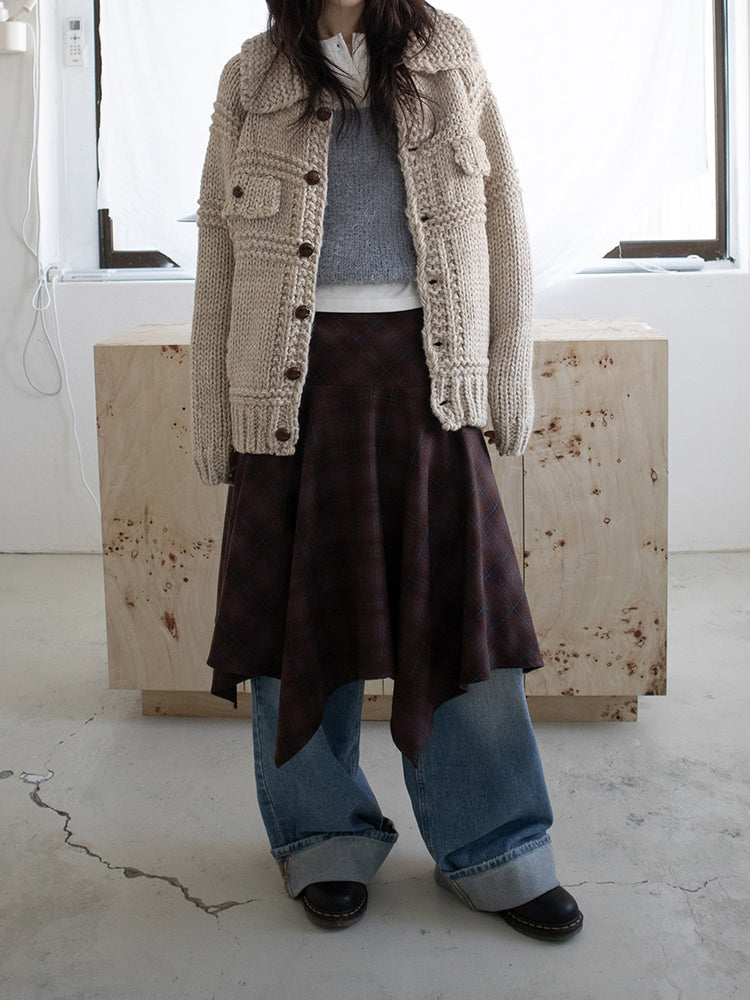 格紋不規則下擺半裙