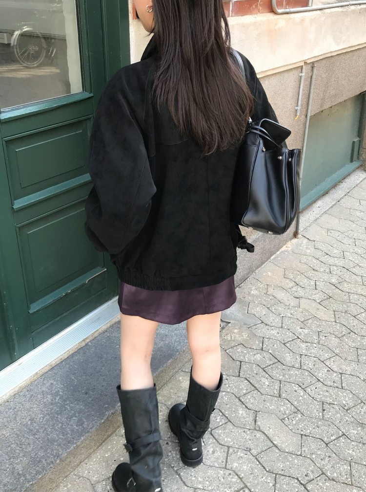 高級麂皮質感翻領外套