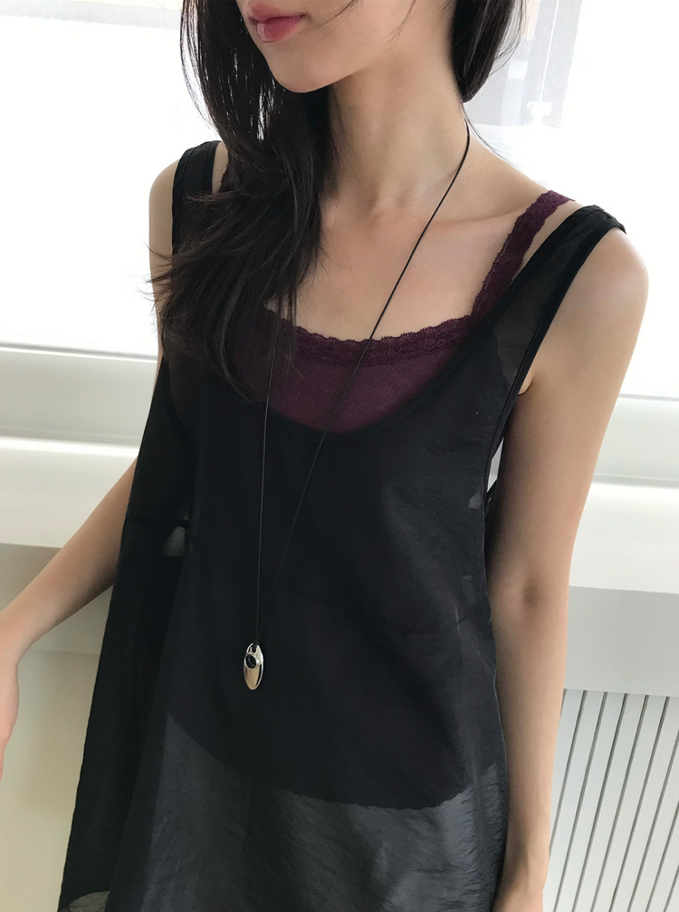美色蕾絲邊細節背心
