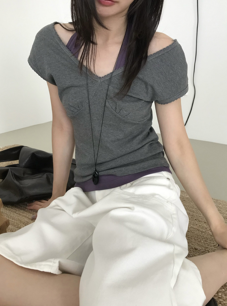 雙層口袋設計感細節六分褲