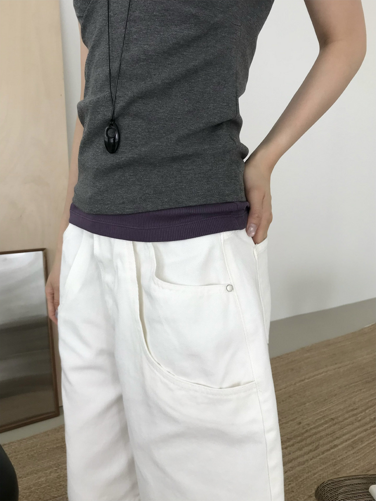 雙層口袋設計感細節六分褲