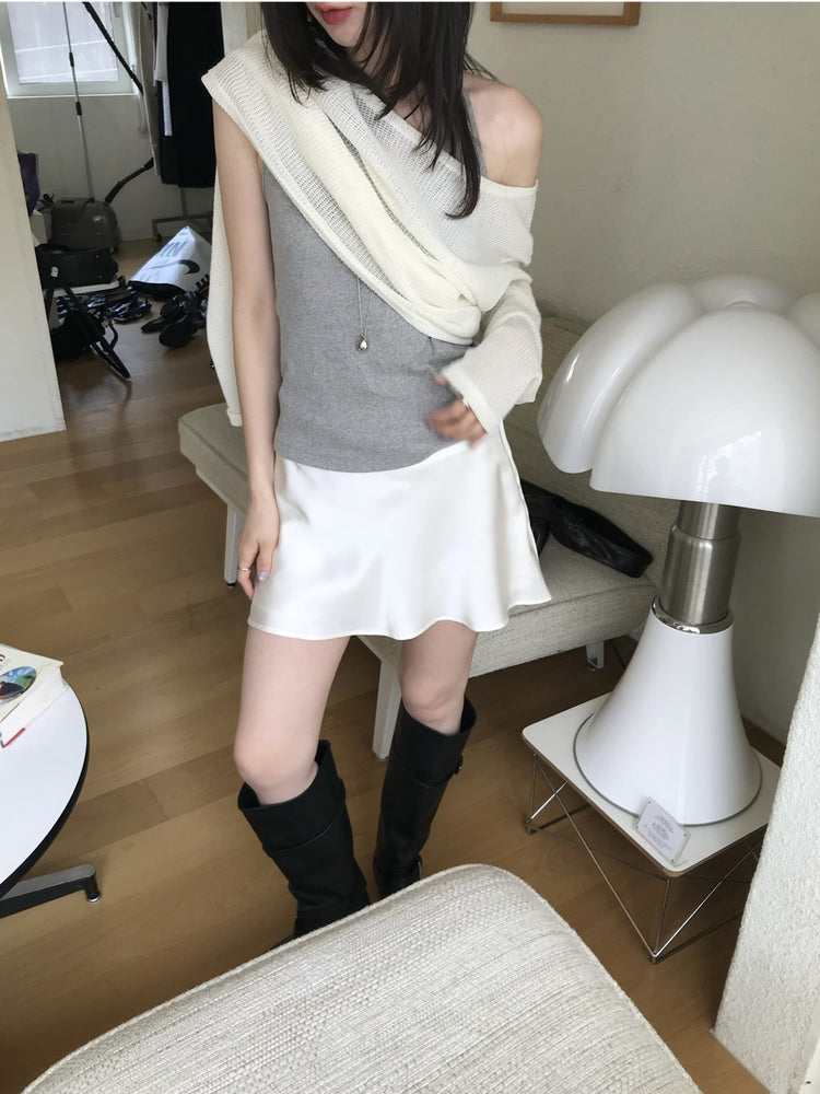 光澤感微傘短裙