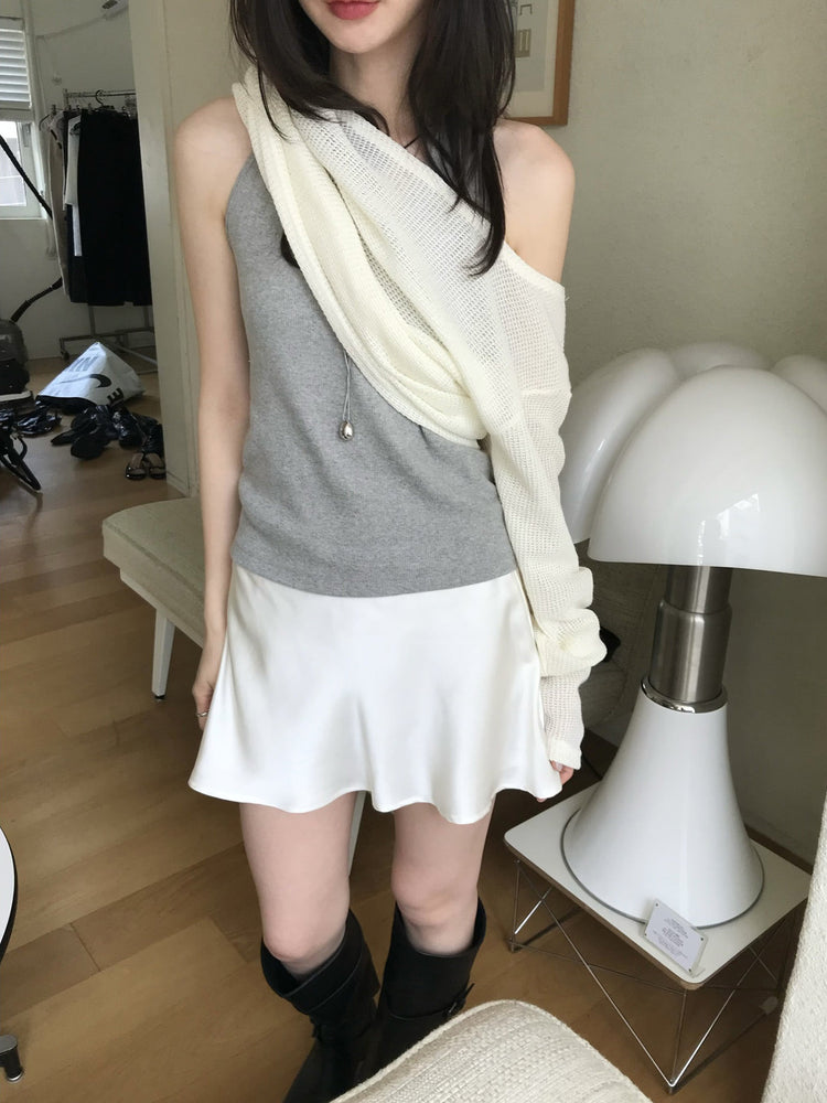 光澤感微傘短裙