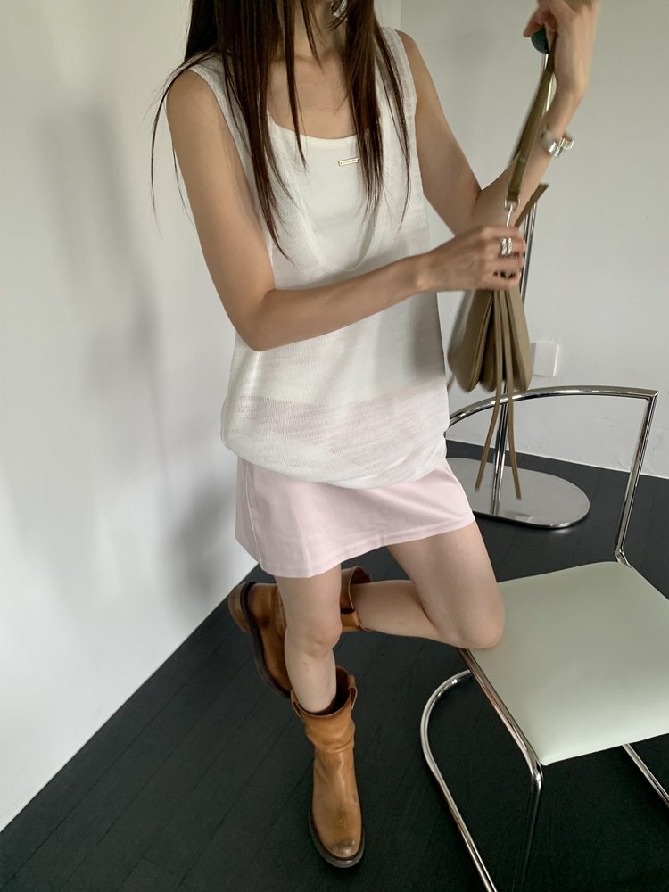 透膚紋理深V長上衣