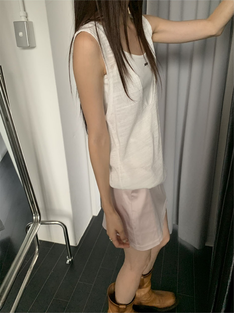 透膚紋理深V長上衣