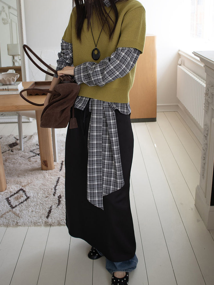 美色霧光澤感及踝裙