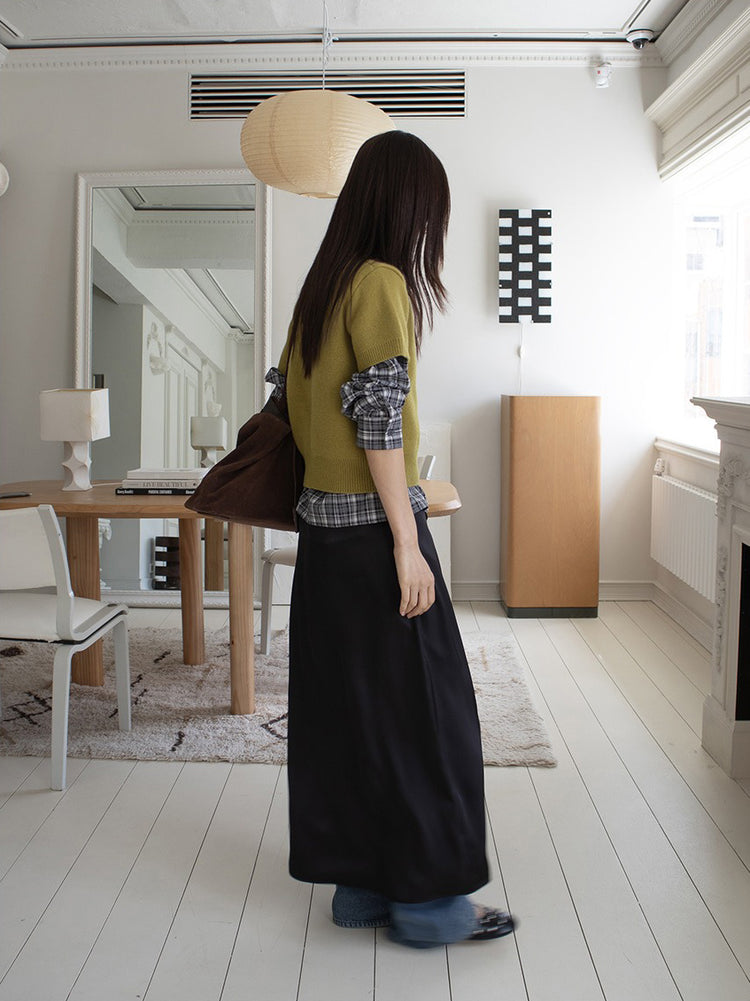 美色霧光澤感及踝裙