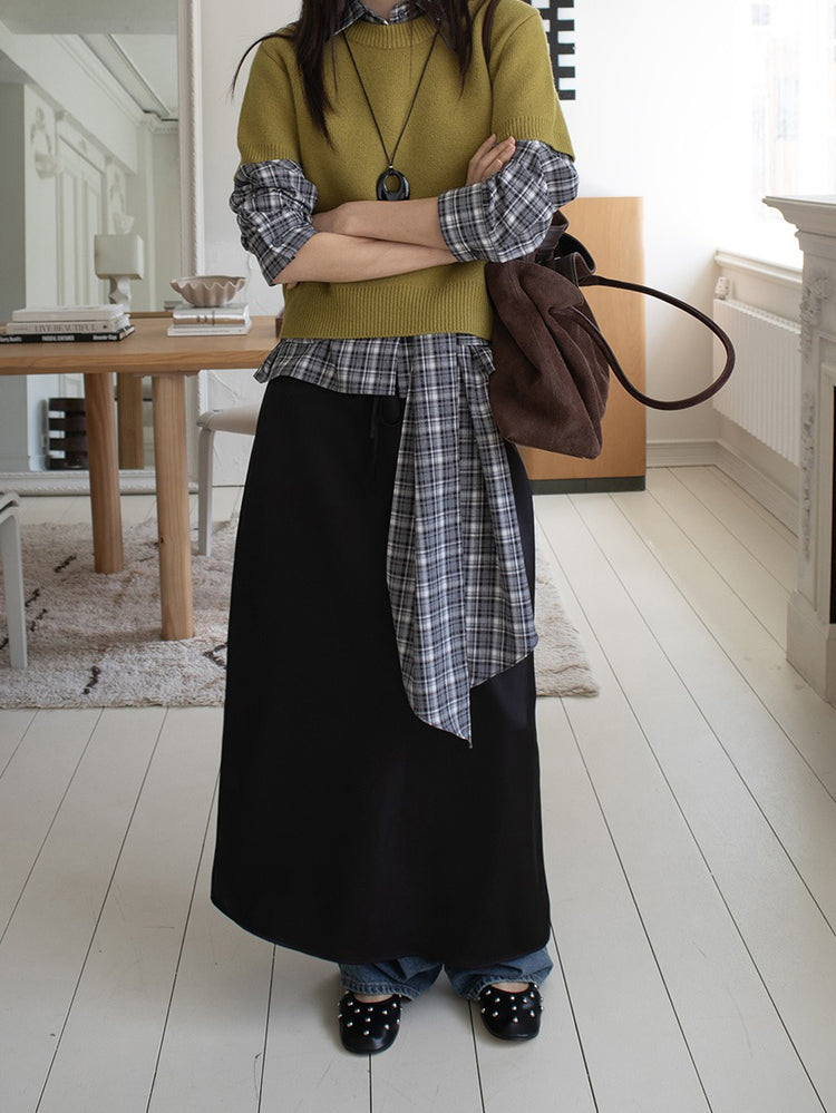 美色霧光澤感及踝裙