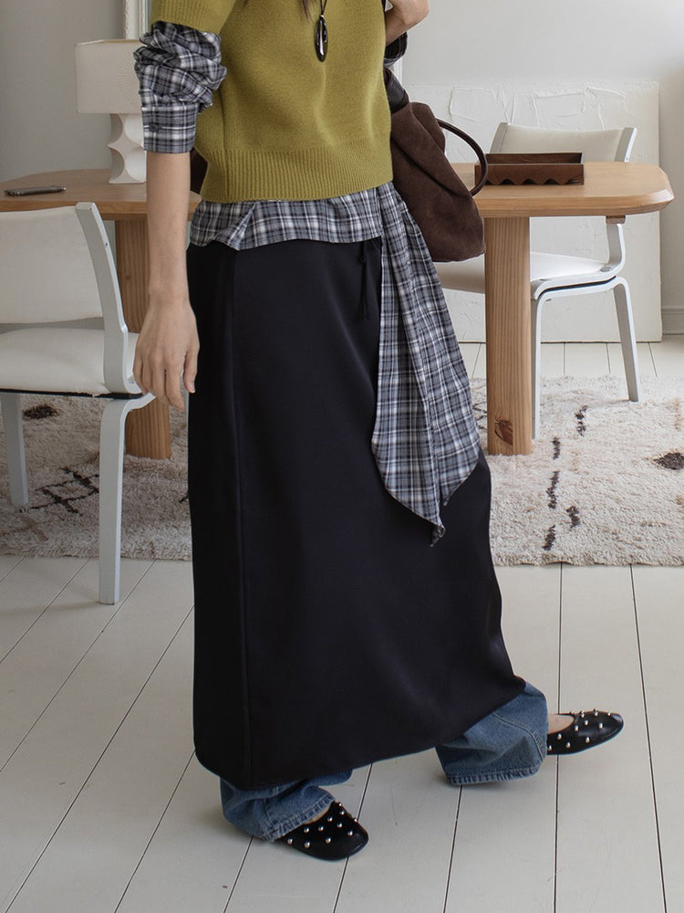 美色霧光澤感及踝裙