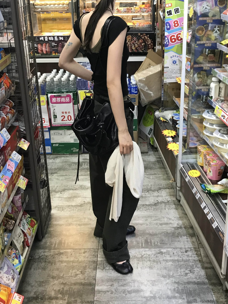 復古壓線細節工裝直褲