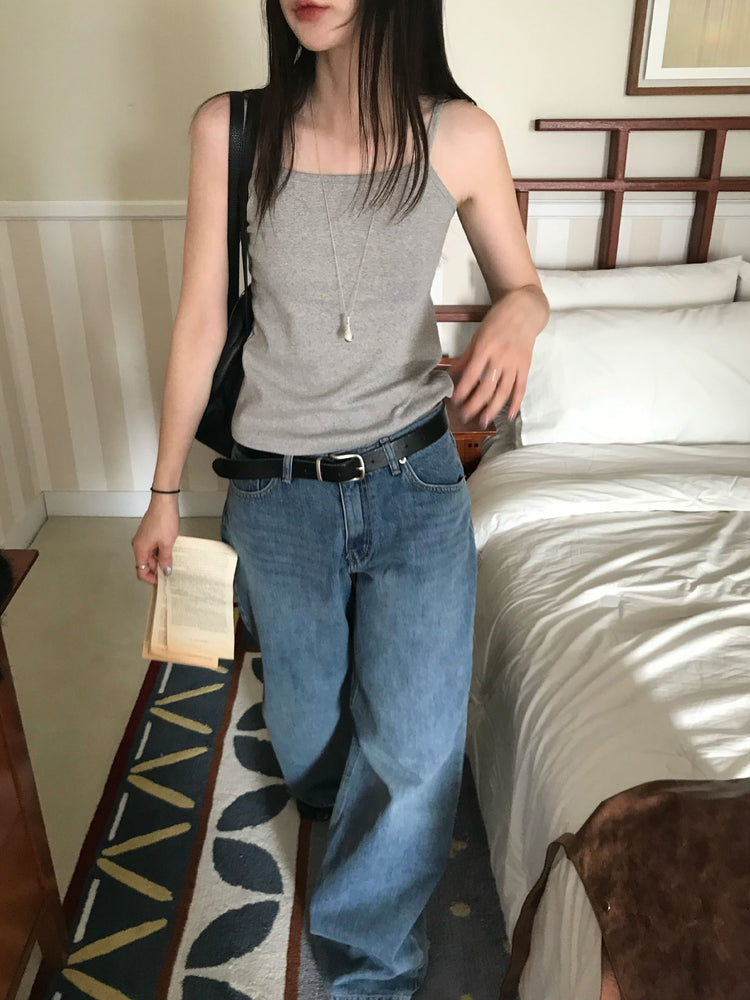 美色細帶鐵牌修身背心