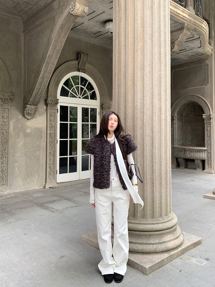 交疊領巾細節修身上衣