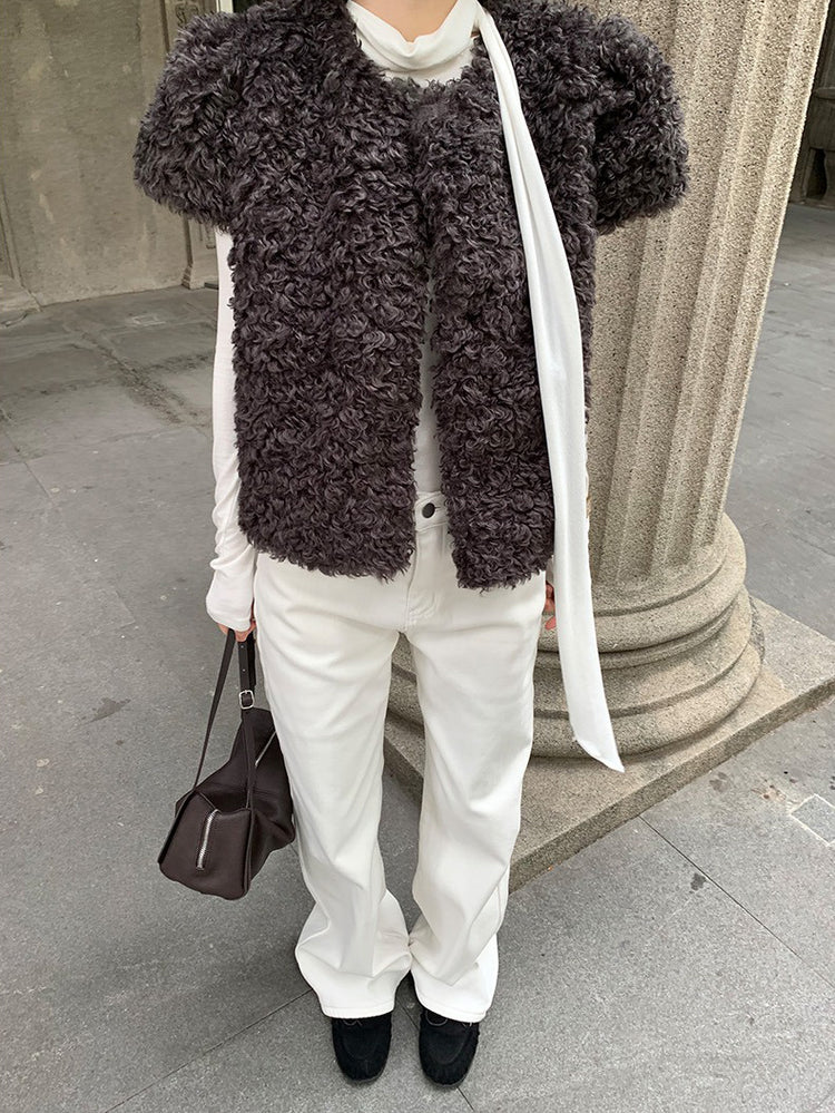 交疊領巾細節修身上衣