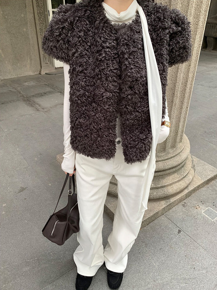 交疊領巾細節修身上衣