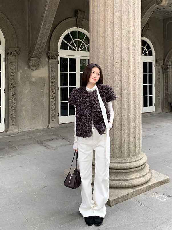 交疊領巾細節修身上衣