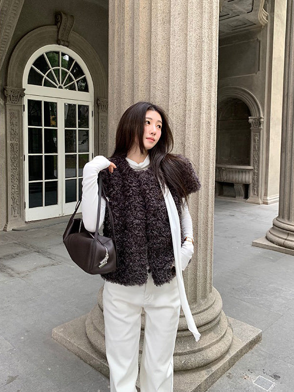 交疊領巾細節修身上衣