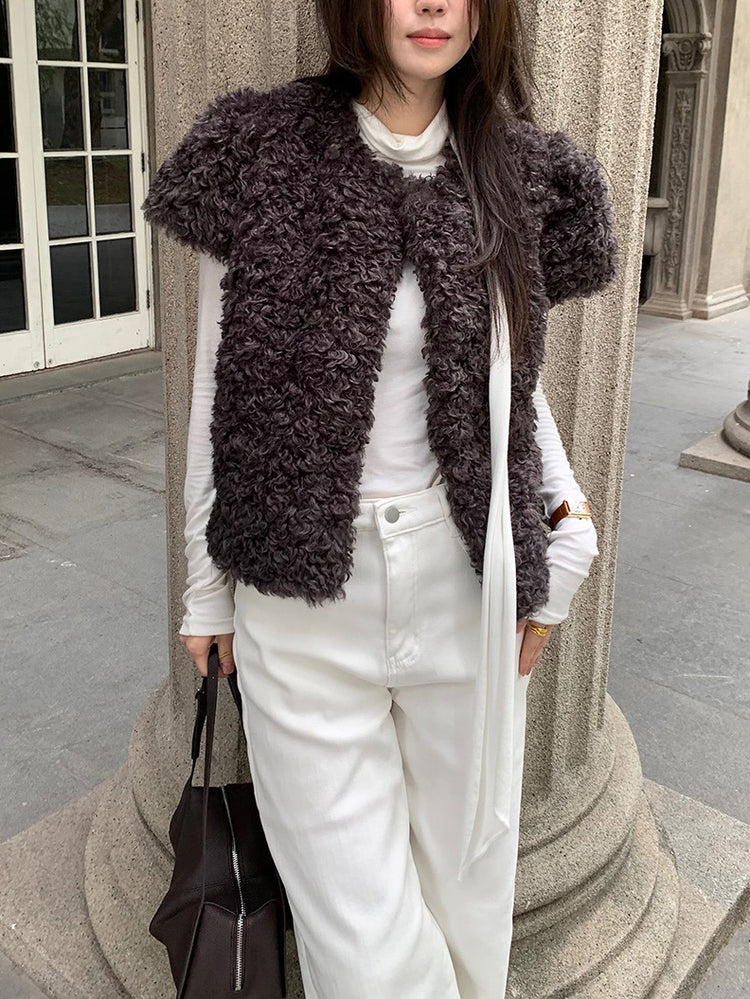 交疊領巾細節修身上衣