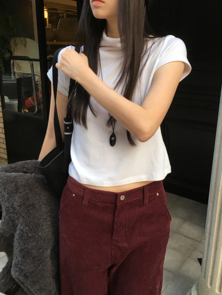 小企領美肩修腰細節上衣