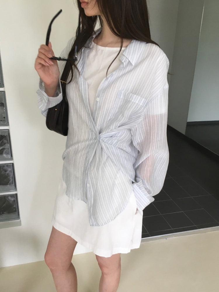 美色船領壓線細節上衣