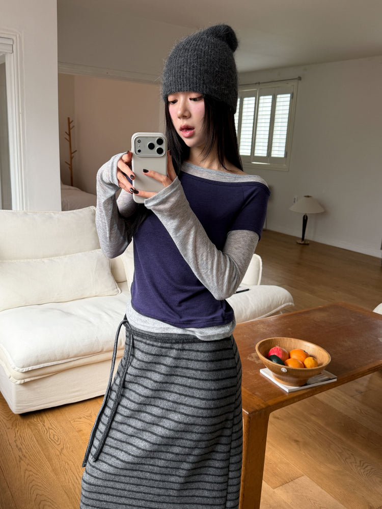 撞色層次感兩件式上衣