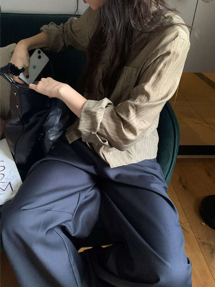 側壓線弧形細節廓形西褲