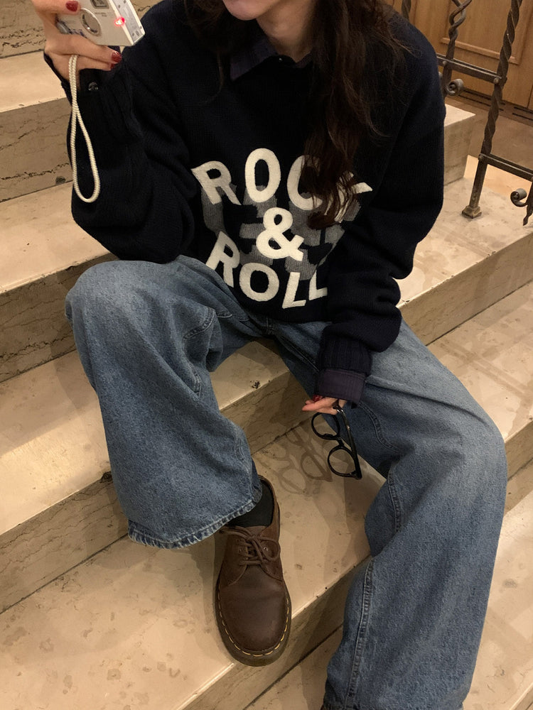 高質字母印花針織毛衣