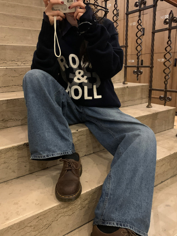 高質字母印花針織毛衣