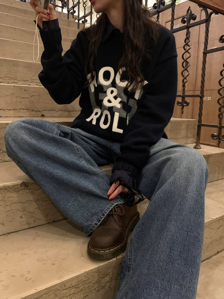 高質字母印花針織毛衣