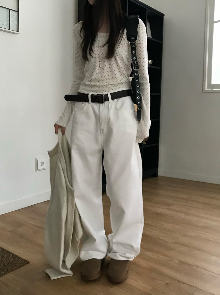 背口袋細節寬鬆直褲