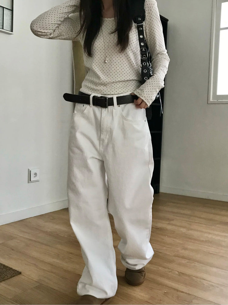 背口袋細節寬鬆直褲