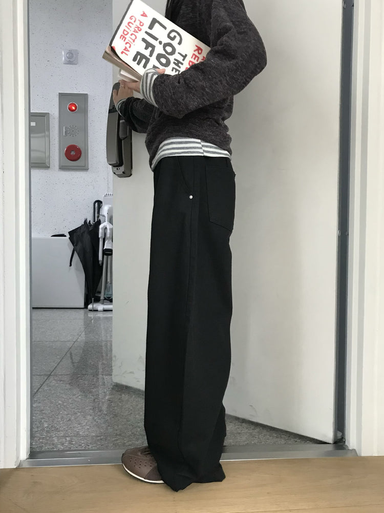 美色雙腰扣細節繭型褲