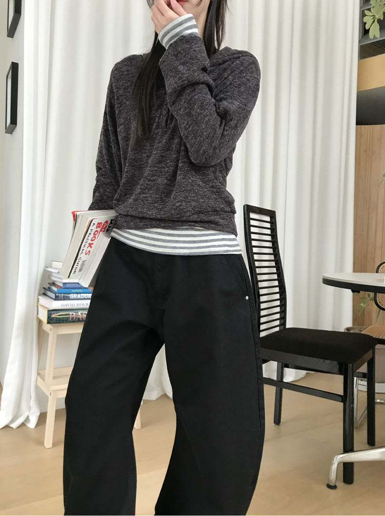 美色雙腰扣細節繭型褲