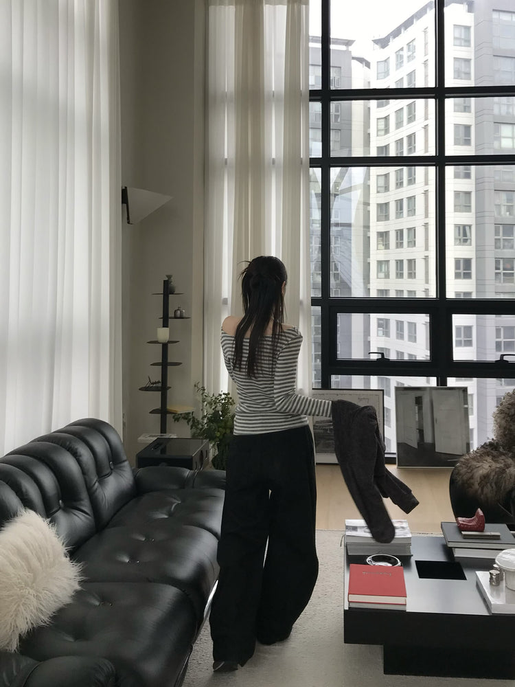 美色雙腰扣細節繭型褲