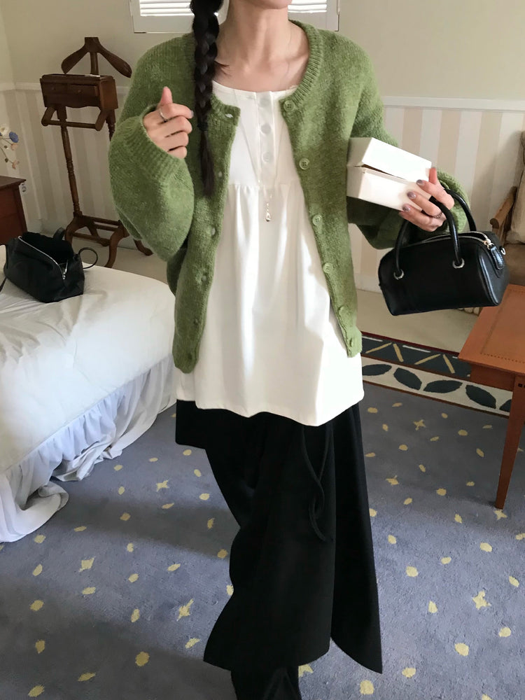 混色基礎排鈕針織外套