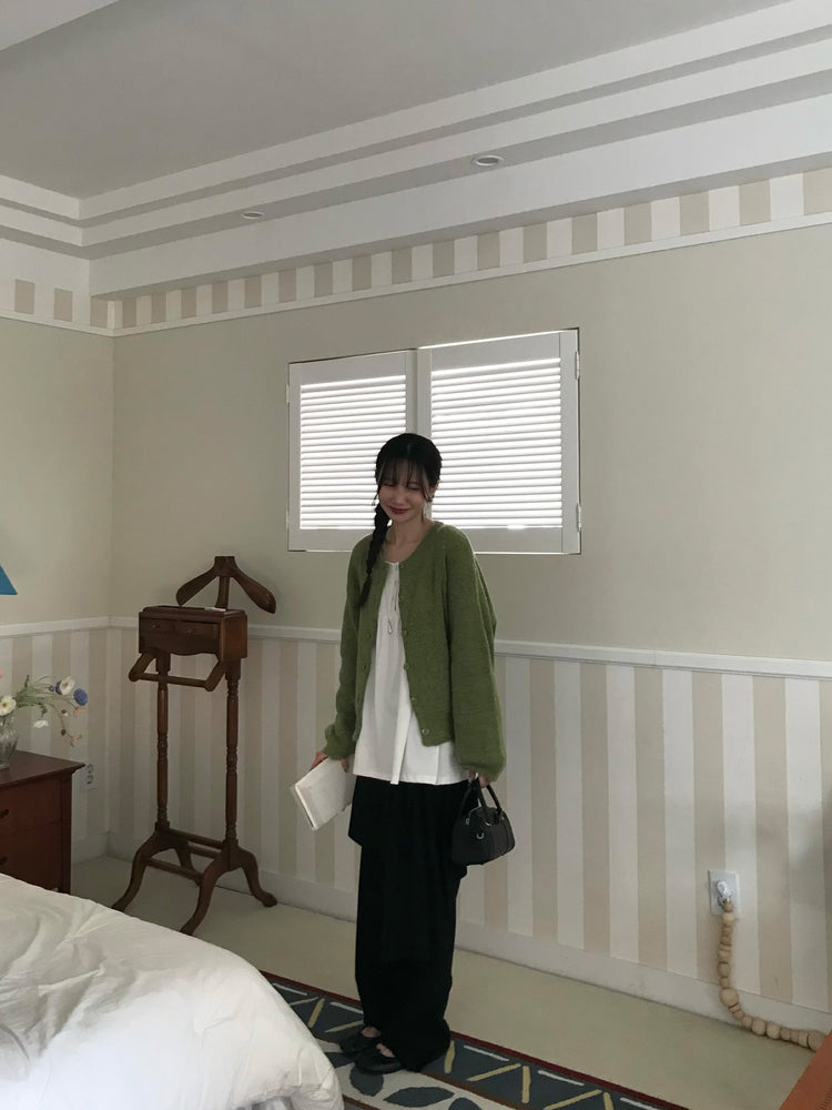 混色基礎排鈕針織外套