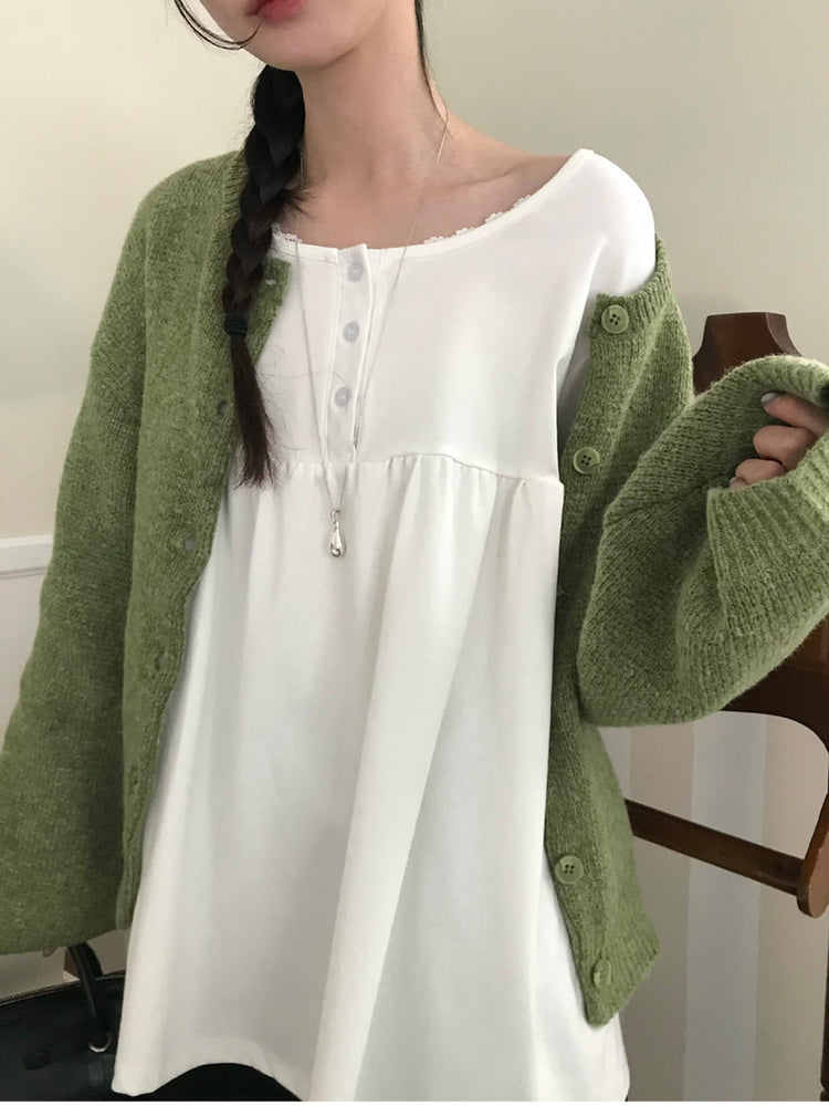 混色基礎排鈕針織外套