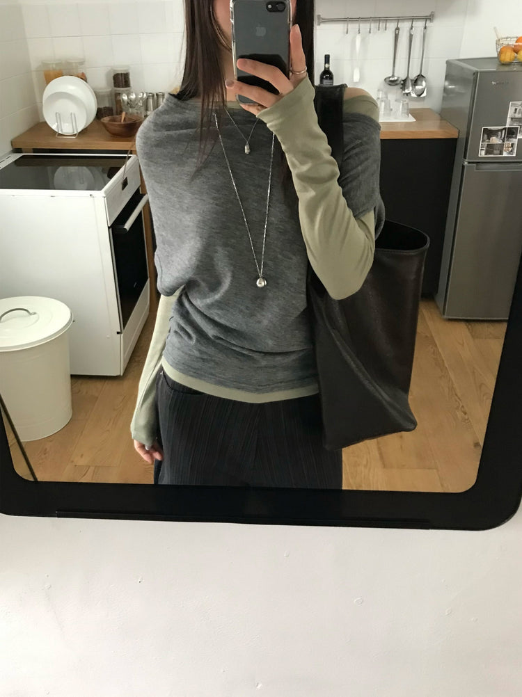 美色船領修身上衣