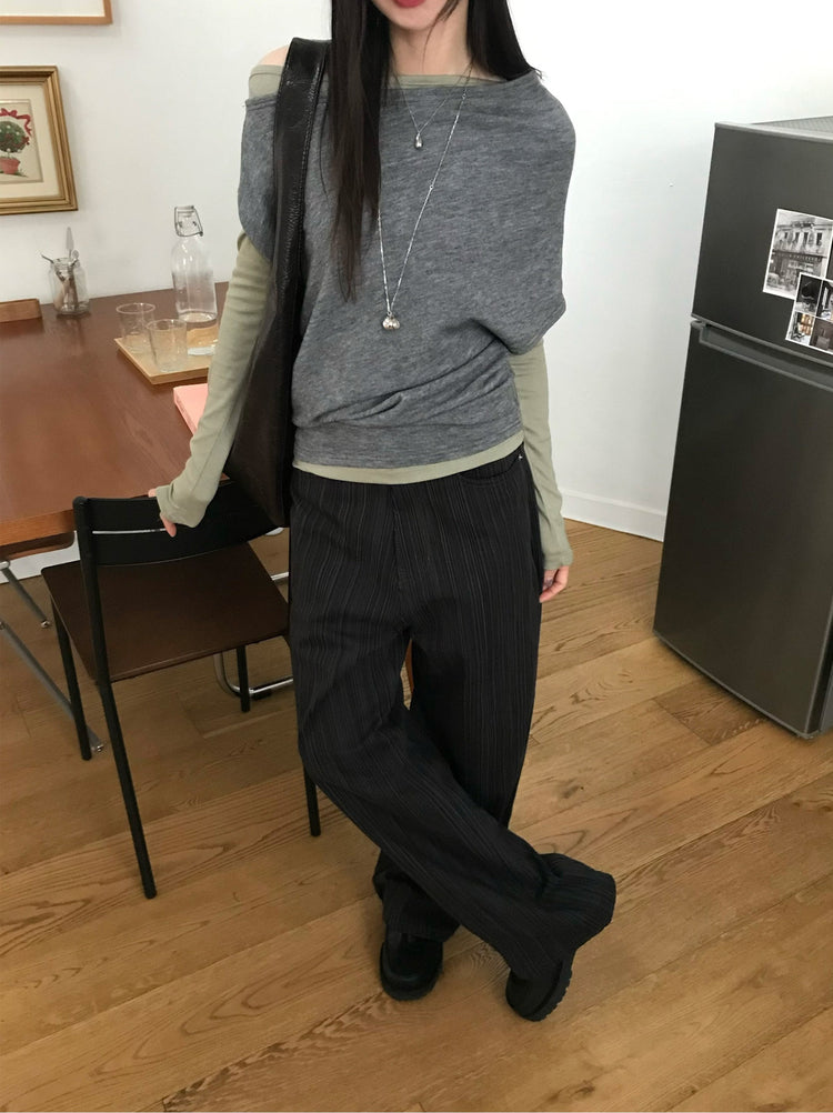 美色船領修身上衣