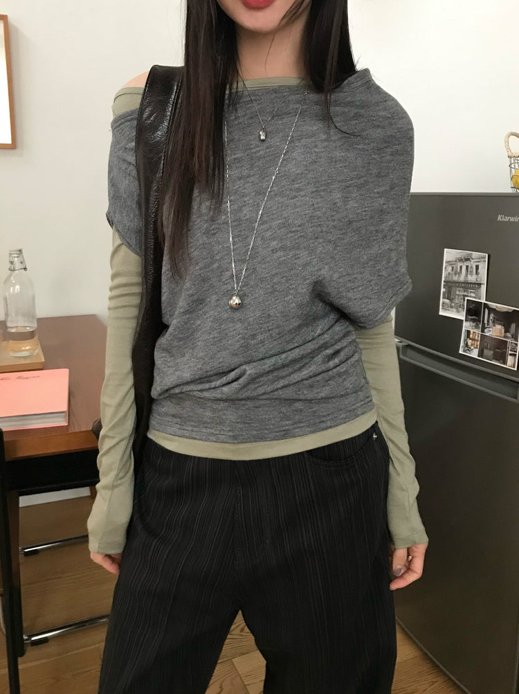美色船領修身上衣