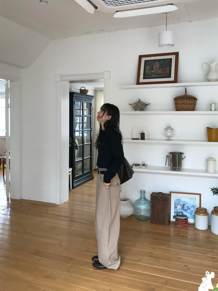 掛脖條紋修身上衣